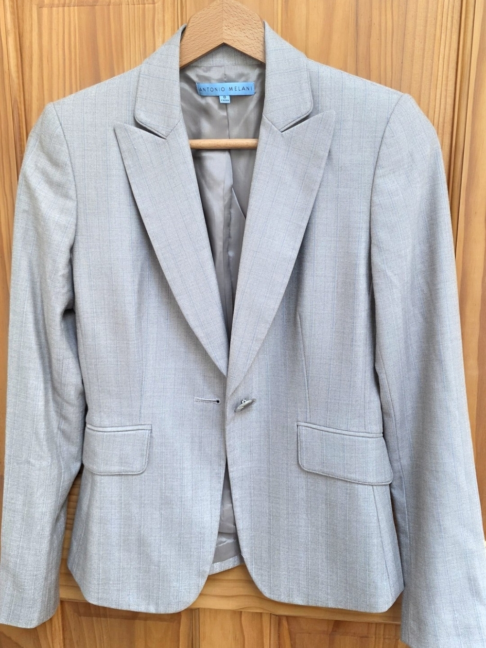 ANTONIO MELANI Light Gray/Plaid Tailored Women's Blazer